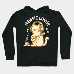 Mewsic Lover | Cute Kitty Cat design for music lovers | Kawaii Cat Puns Hoodie